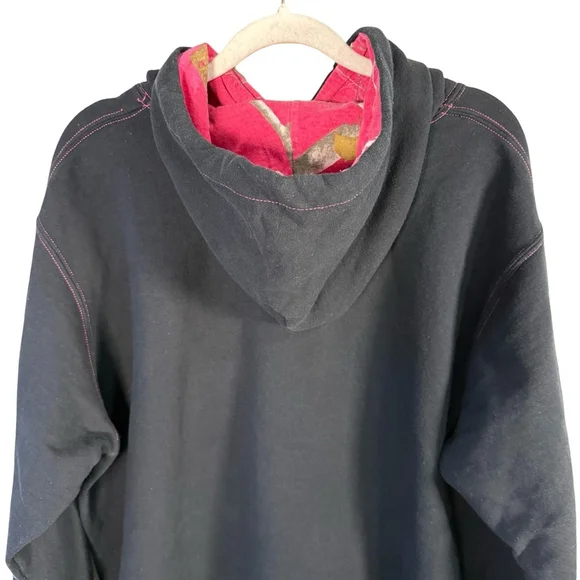 Realtree Unisex Black Hoodie with Pink Camo Accents Size XL Casual Streetwear - Picture 11 of 13